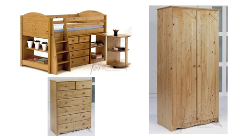 Verona Midsleeper Bedroom Furniture Package | Antique